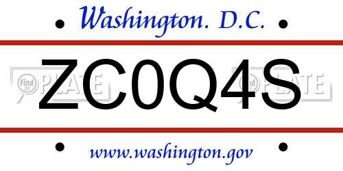 ZC0Q4S District Of Columbia License Plate