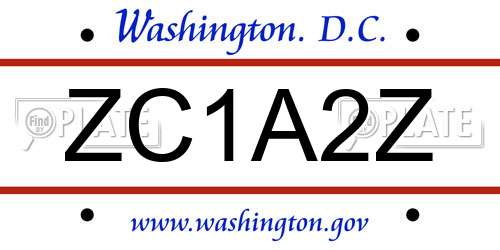 ZC1A2Z District Of Columbia License Plate