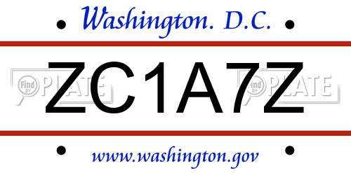 ZC1A7Z District Of Columbia License Plate