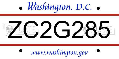 ZC2G285 District Of Columbia License Plate