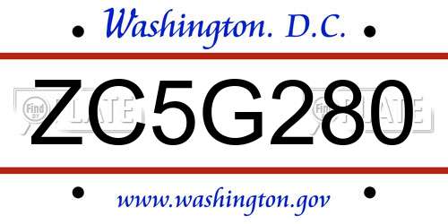 ZC5G280 District Of Columbia License Plate