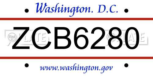 ZCB6280 District Of Columbia License Plate
