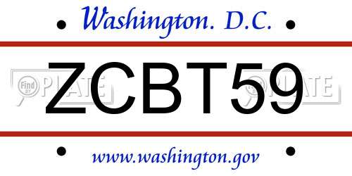 ZCBT59 District Of Columbia License Plate