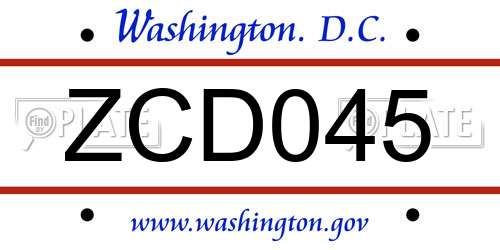 ZCD045 District Of Columbia License Plate