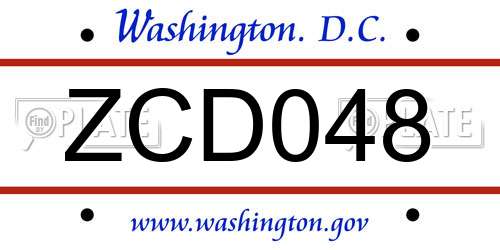ZCD048 District Of Columbia License Plate