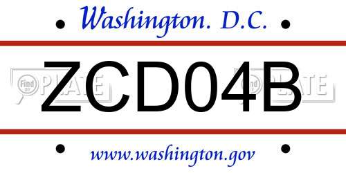 ZCD04B District Of Columbia License Plate