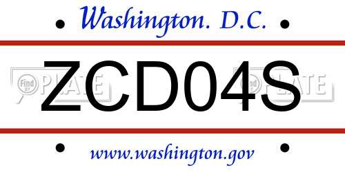 ZCD04S District Of Columbia License Plate