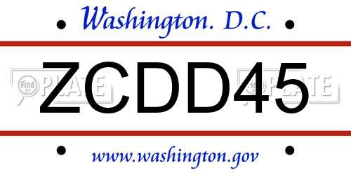 ZCDD45 District Of Columbia License Plate