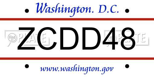 ZCDD48 District Of Columbia License Plate