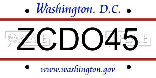 ZCDO45 District Of Columbia License Plate