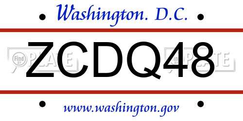 ZCDQ48 District Of Columbia License Plate