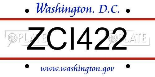 ZCI422 District Of Columbia License Plate