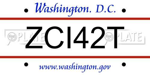 ZCI42T District Of Columbia License Plate