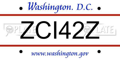 ZCI42Z District Of Columbia License Plate