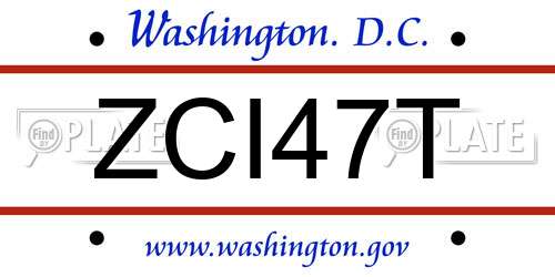 ZCI47T District Of Columbia License Plate