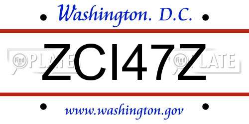 ZCI47Z District Of Columbia License Plate