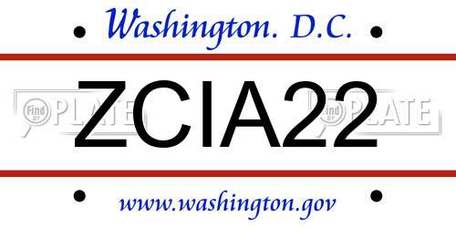 ZCIA22 District Of Columbia License Plate