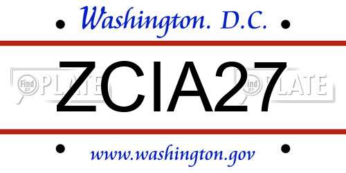 ZCIA27 District Of Columbia License Plate