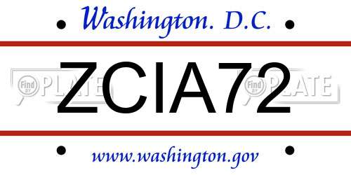 ZCIA72 District Of Columbia License Plate