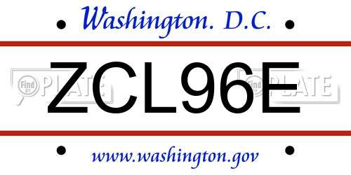 ZCL96E District Of Columbia License Plate
