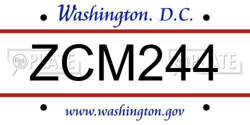 ZCM244 District Of Columbia License Plate