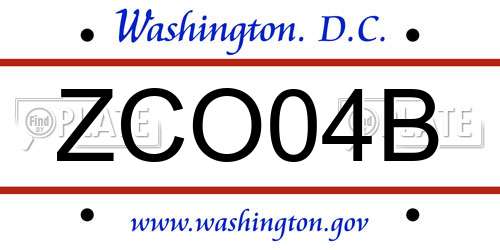 ZCO04B District Of Columbia License Plate