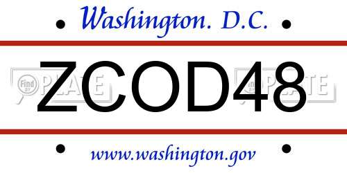 ZCOD48 District Of Columbia License Plate