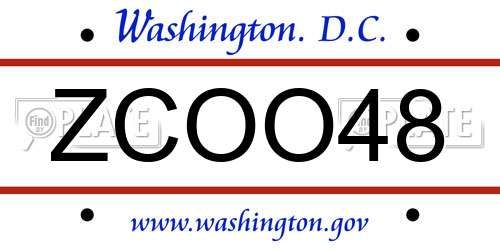 ZCOO48 District Of Columbia License Plate
