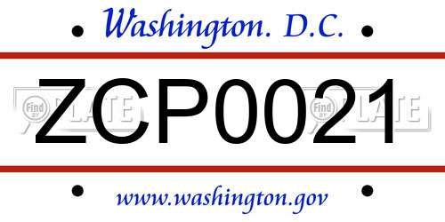 ZCP0021 District Of Columbia License Plate