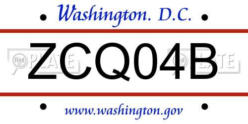 ZCQ04B District Of Columbia License Plate