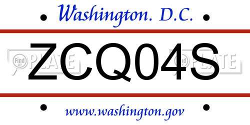 ZCQ04S District Of Columbia License Plate