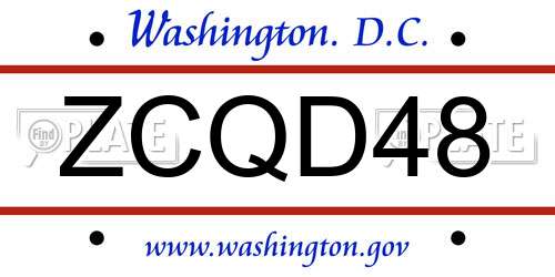 ZCQD48 District Of Columbia License Plate