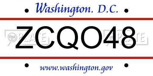 ZCQO48 District Of Columbia License Plate
