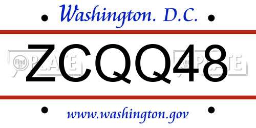 ZCQQ48 District Of Columbia License Plate