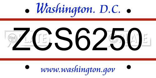 ZCS6250 District Of Columbia License Plate
