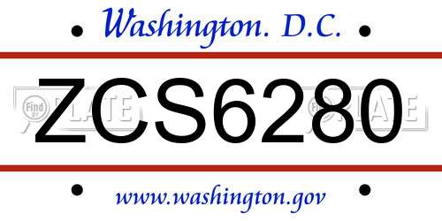 ZCS6280 District Of Columbia License Plate