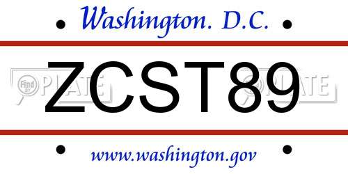 ZCST89 District Of Columbia License Plate