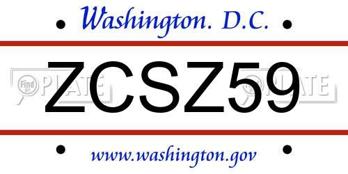 ZCSZ59 District Of Columbia License Plate