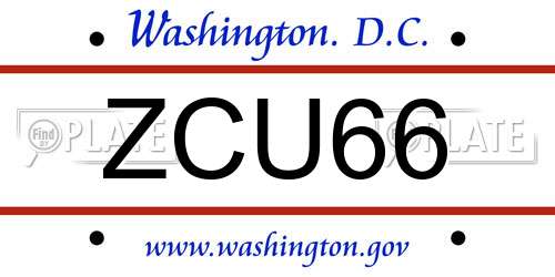 ZCU66 District Of Columbia License Plate