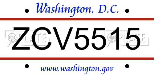 ZCV5515 District Of Columbia License Plate