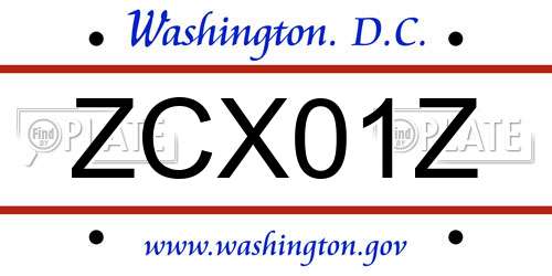 ZCX01Z District Of Columbia License Plate