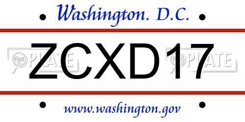 ZCXD17 District Of Columbia License Plate