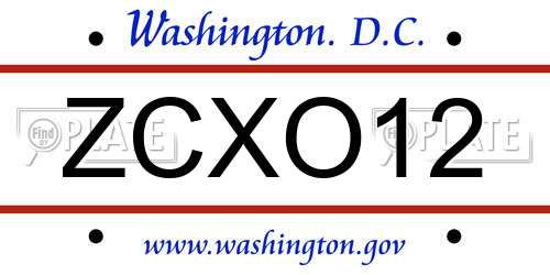 ZCXO12 District Of Columbia License Plate