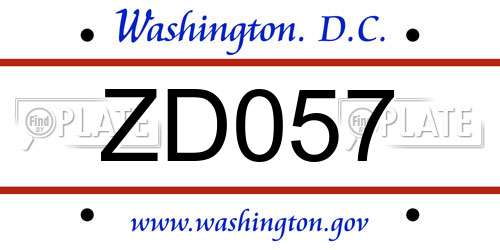 ZD057 District Of Columbia License Plate