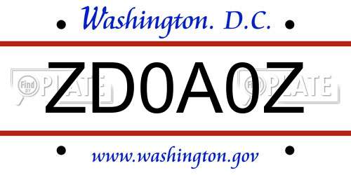 ZD0A0Z District Of Columbia License Plate