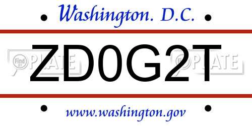 ZD0G2T District Of Columbia License Plate