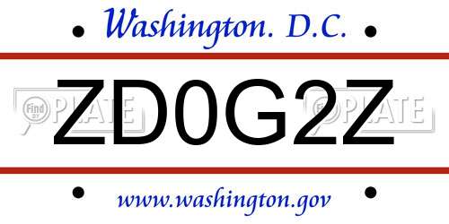 ZD0G2Z District Of Columbia License Plate
