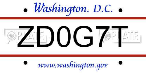 ZD0G7T District Of Columbia License Plate