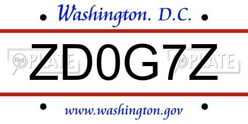 ZD0G7Z District Of Columbia License Plate
