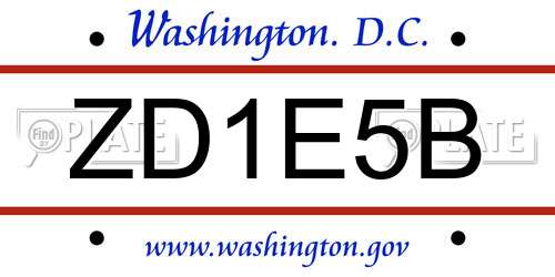 ZD1E5B District Of Columbia License Plate